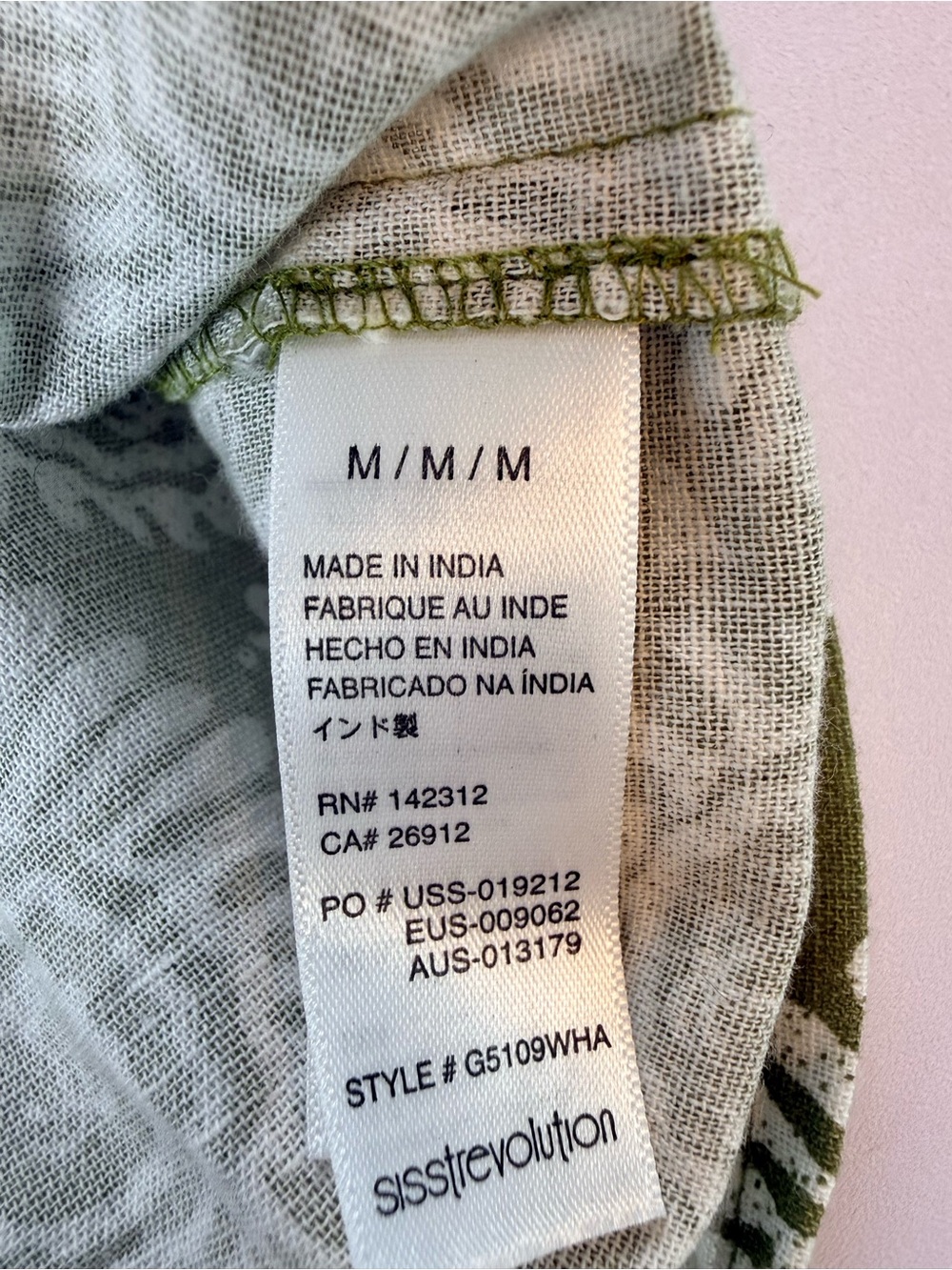 Sisstr Evolution Olive Floral Button Front Top M Cotton Linen Boho Cottagecore - Picture 9 of 10